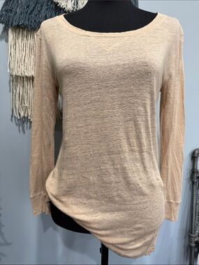 J.Crew 100% Linen Light Beige/Tan Women’s Long Sleeve Roomy Size XS